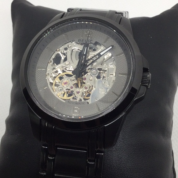 Relic Men's Skeleton Watch: Black & Gray - NWOT